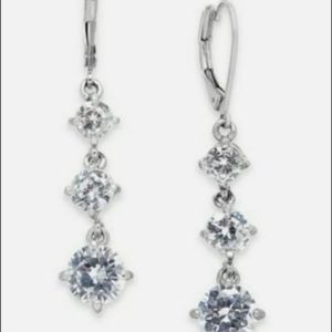 INC Silver Tone, Crystal Triple Drop Earrings